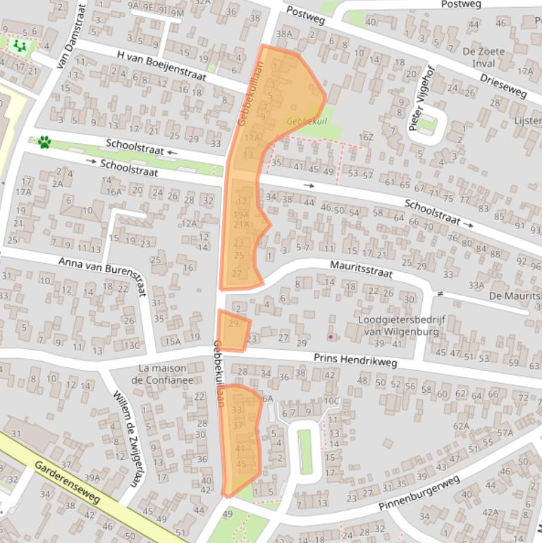 Kaart van postcodegebied 3881TV.