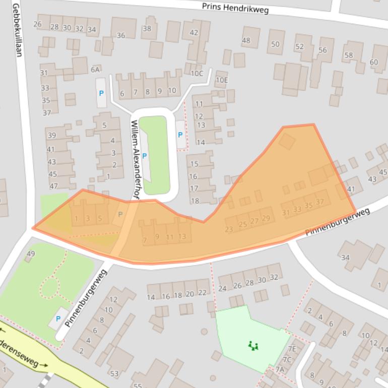 Kaart van postcodegebied 3881VB.