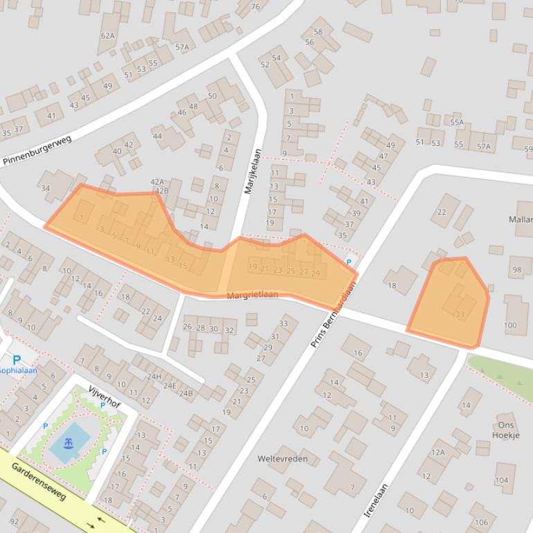 Kaart van postcodegebied 3881VH.