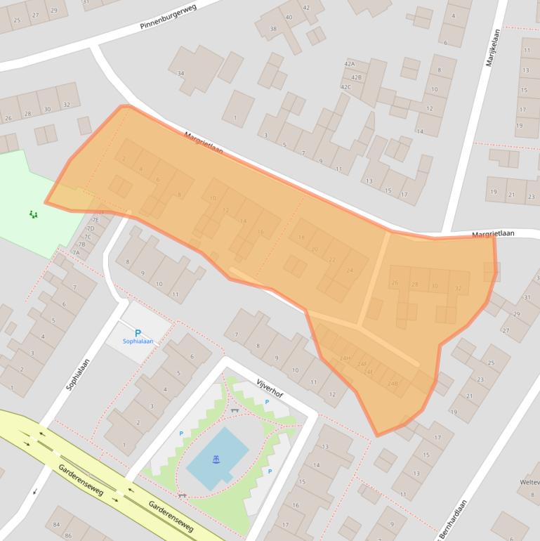 Kaart van postcodegebied 3881VJ.