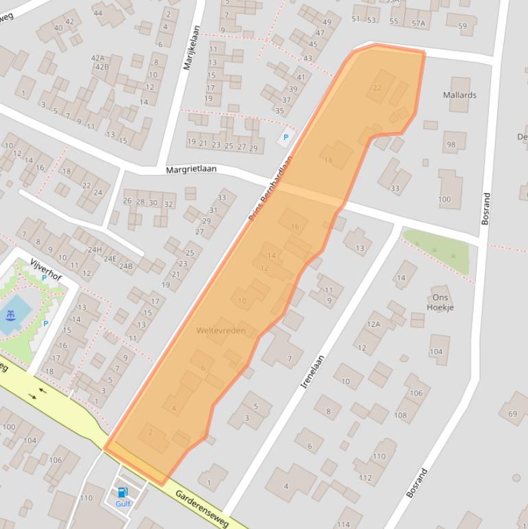 Kaart van postcodegebied 3881VM.