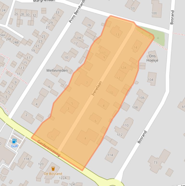 Kaart van postcodegebied 3881VN.