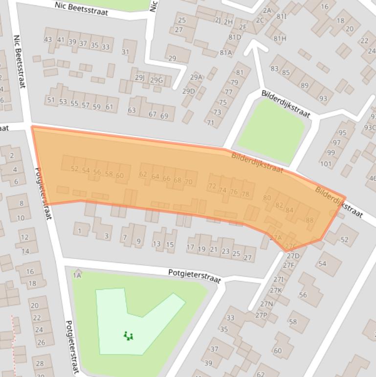 Kaart van postcodegebied 3881WE.
