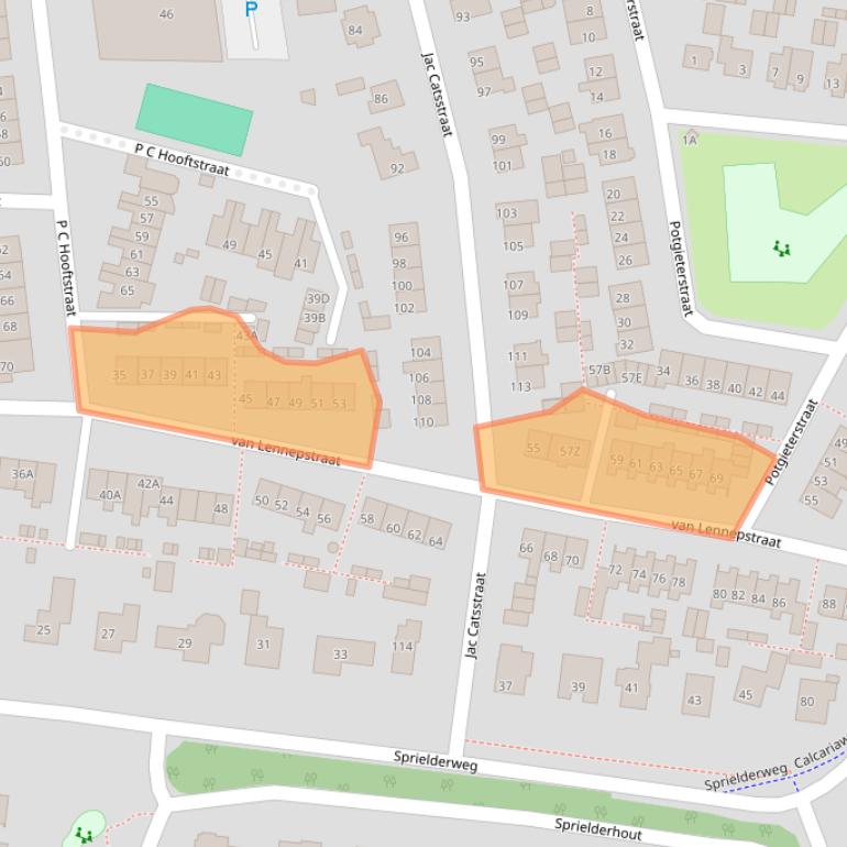 Kaart van postcodegebied 3881WR.