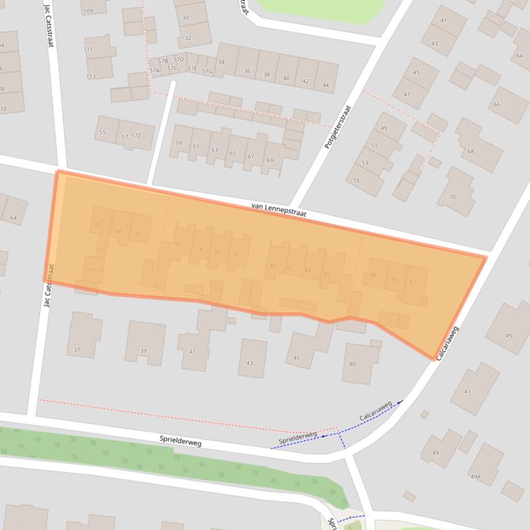 Kaart van postcodegebied 3881WV.