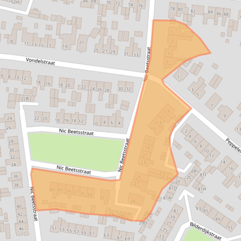 Kaart van postcodegebied 3881XC.