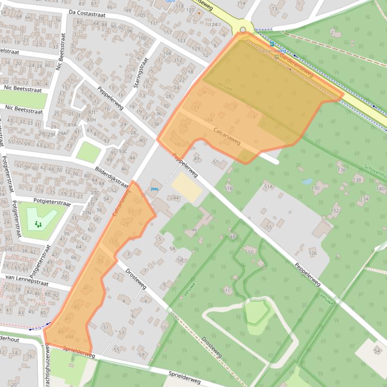 Kaart van postcodegebied 3881XE.
