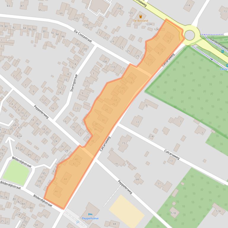 Kaart van postcodegebied 3881XG.