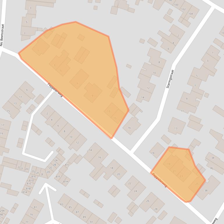 Kaart van postcodegebied 3881XJ.