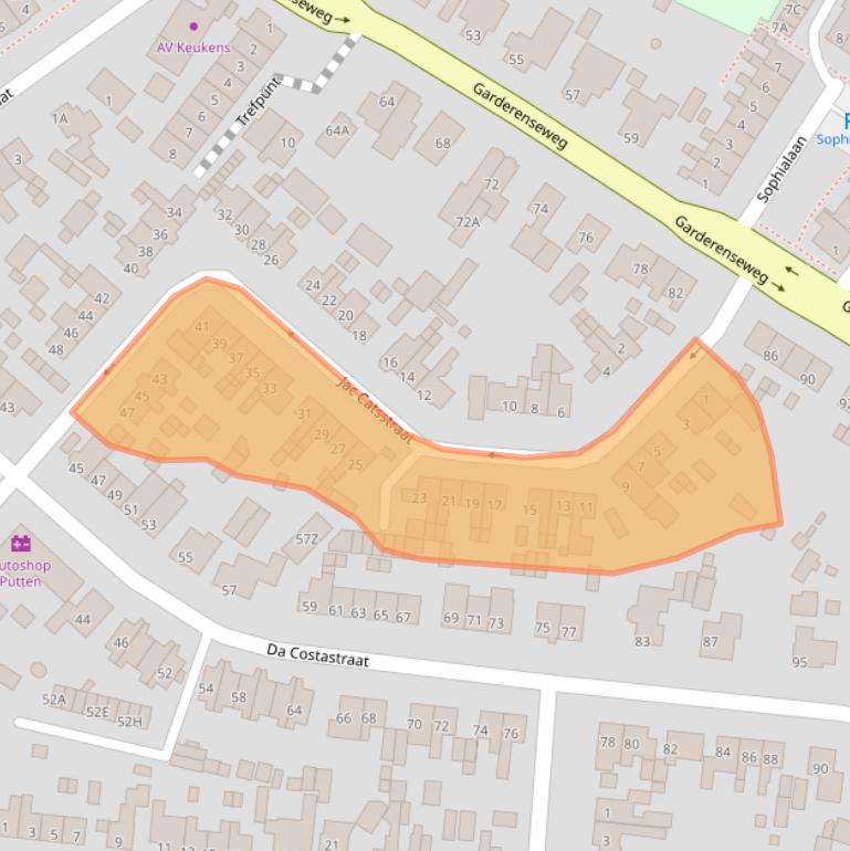 Kaart van postcodegebied 3881XL.