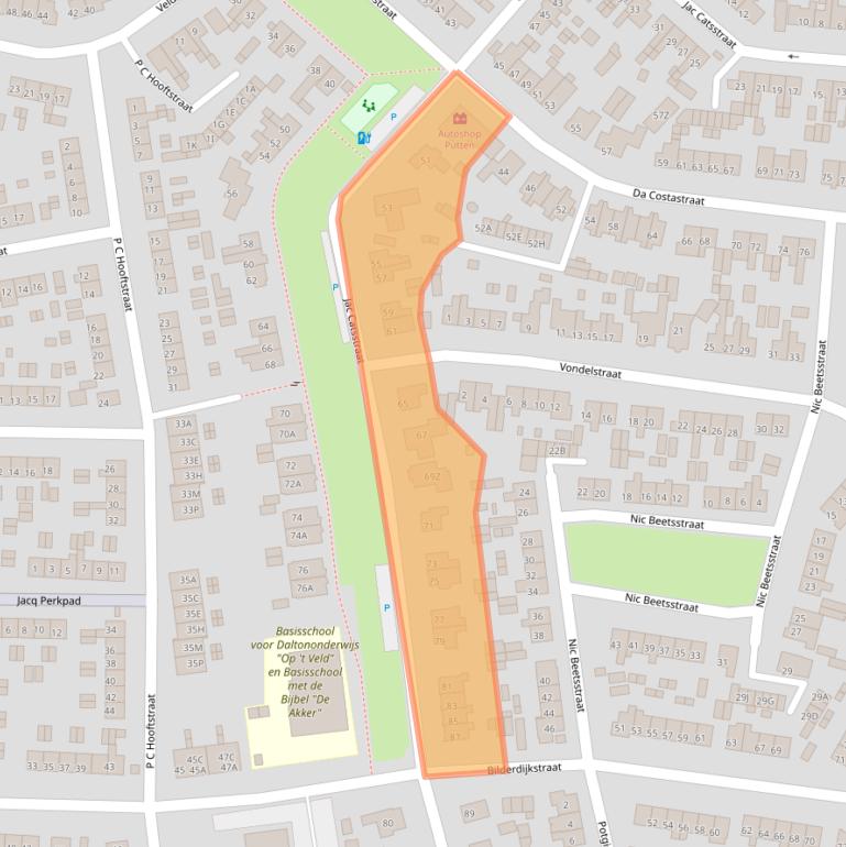 Kaart van postcodegebied 3881XM.