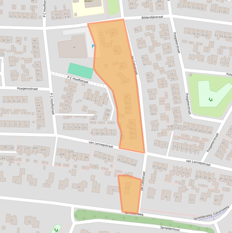 Kaart van postcodegebied 3881XS.