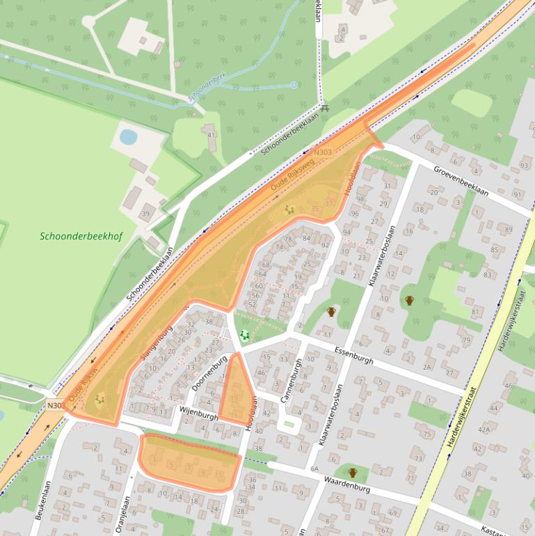 Kaart van postcodegebied 3881ZA.