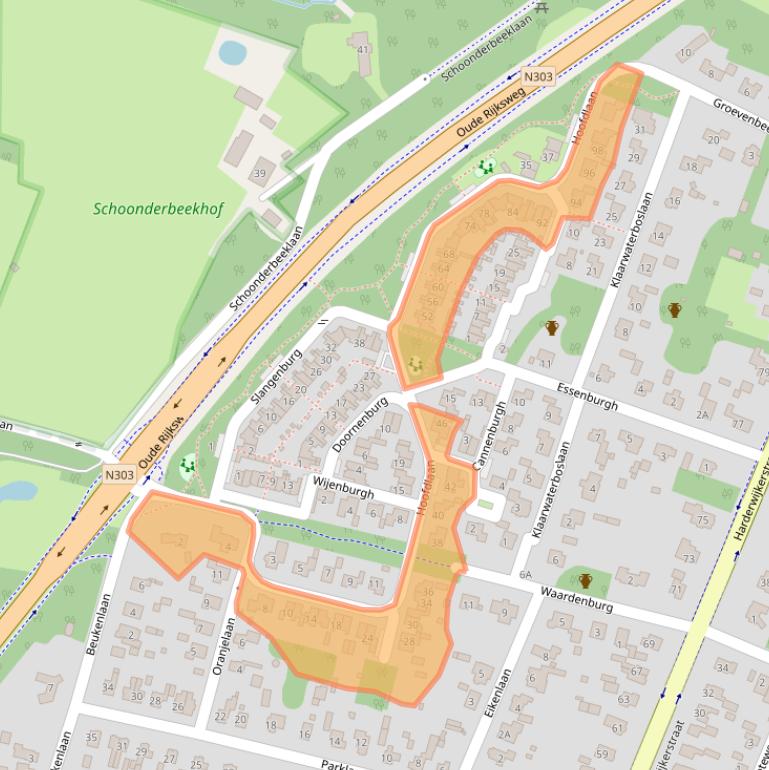 Kaart van postcodegebied 3881ZB.