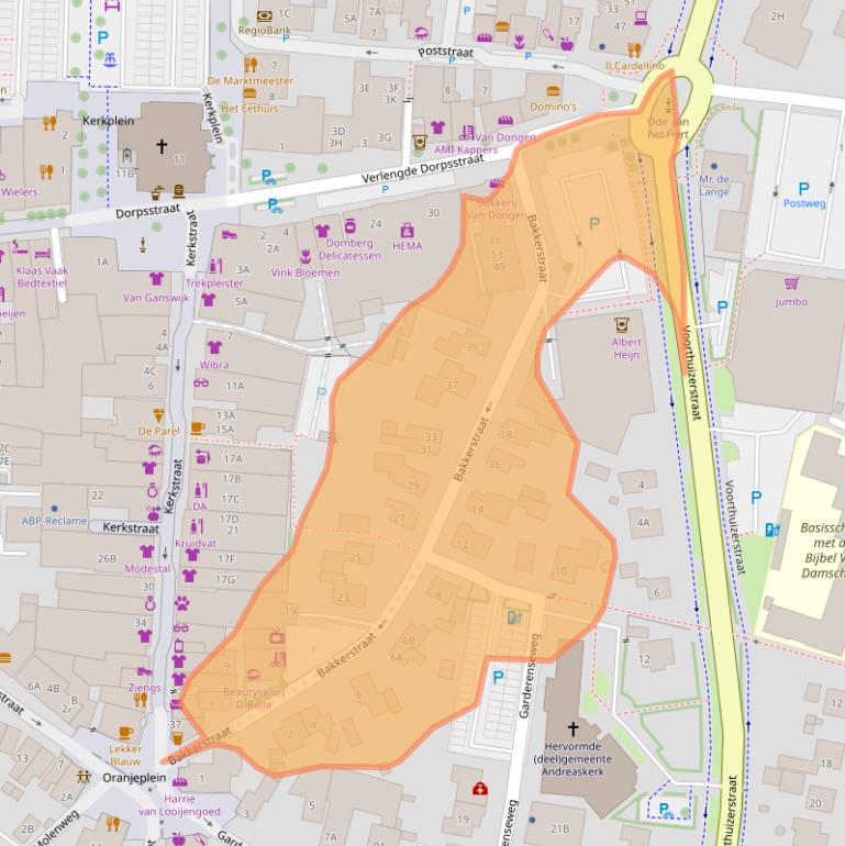 Kaart van postcodegebied 3882AA.