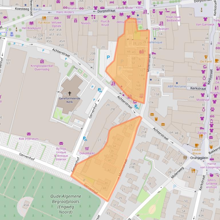 Kaart van postcodegebied 3882AD.