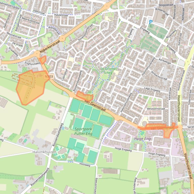 Kaart van postcodegebied 3882BJ.