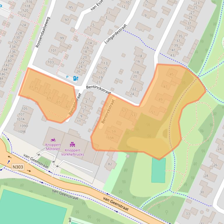 Kaart van postcodegebied 3882EB.