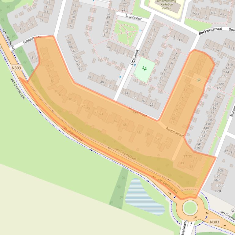 Kaart van postcodegebied 3882GV.