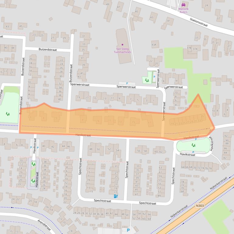 Kaart van postcodegebied 3882JE.