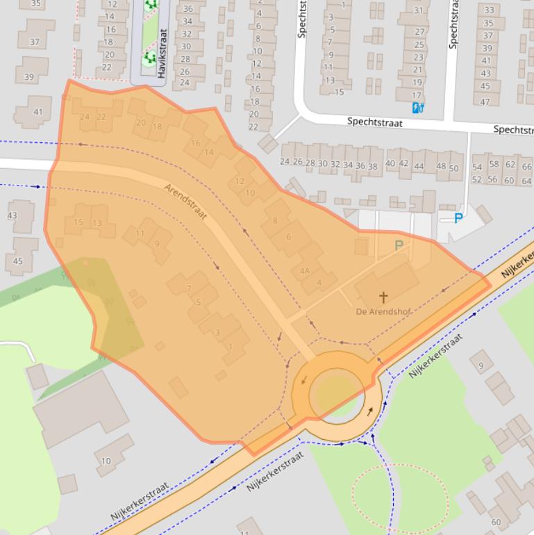 Kaart van postcodegebied 3882JJ.
