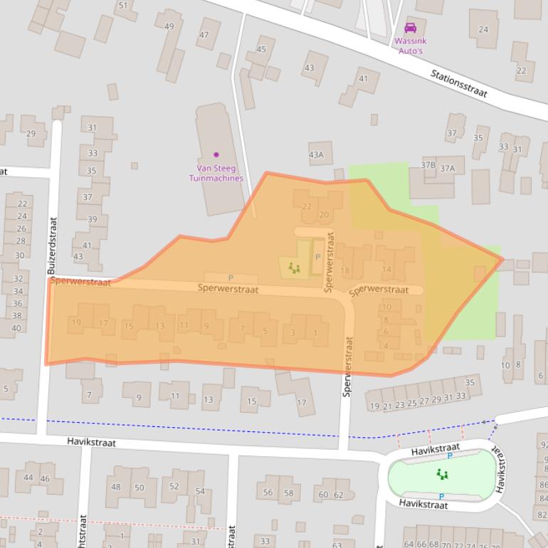 Kaart van postcodegebied 3882JR.