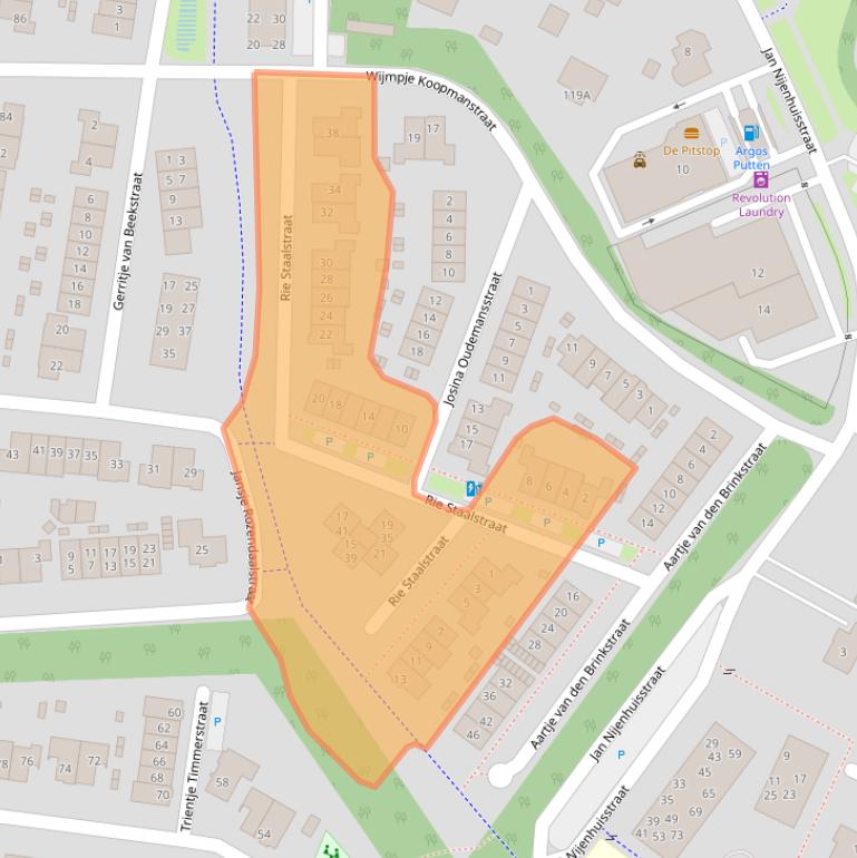Kaart van postcodegebied 3882KW.