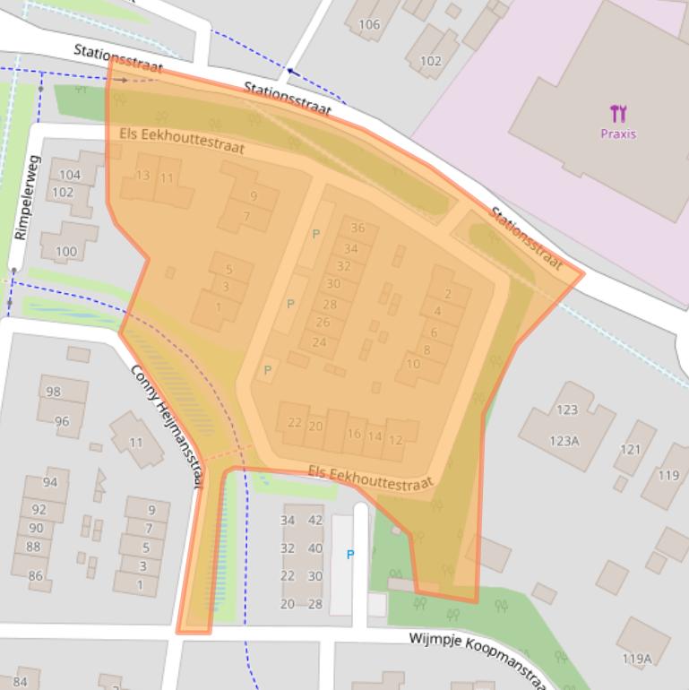 Kaart van postcodegebied 3882KZ.