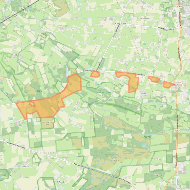 Kaart van postcodegebied 3882LJ.
