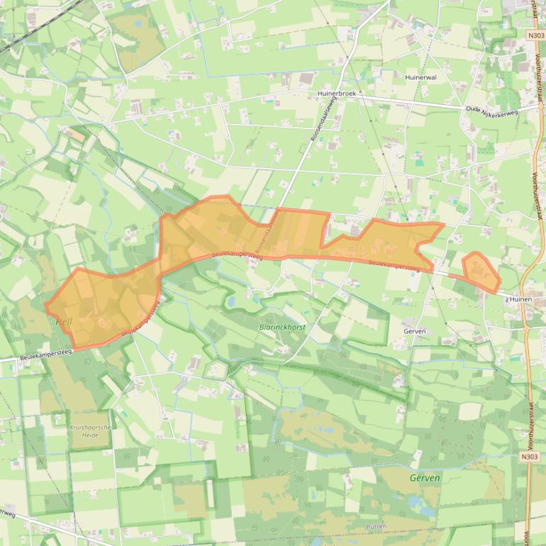 Kaart van postcodegebied 3882LK.