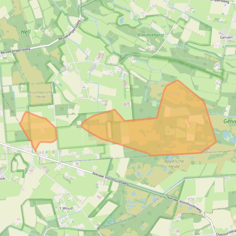 Kaart van postcodegebied 3882LS.