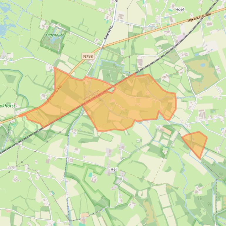 Kaart van postcodegebied 3882MJ.