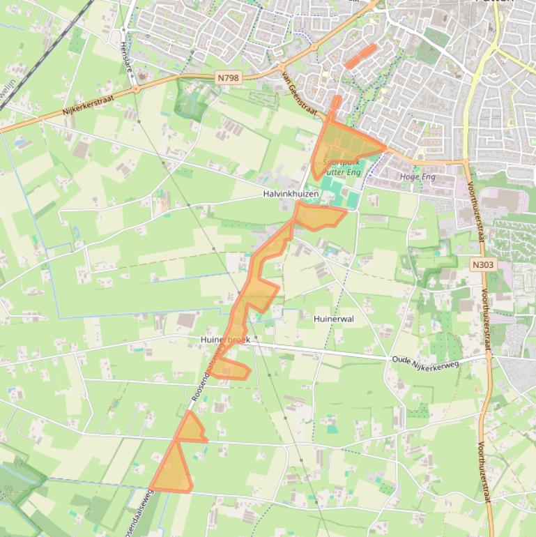 Kaart van postcodegebied 3882MN.