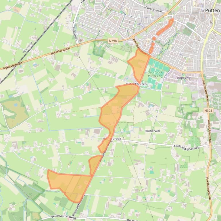 Kaart van postcodegebied 3882MP.