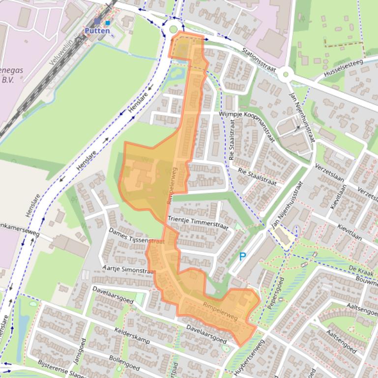Kaart van postcodegebied 3882NK.