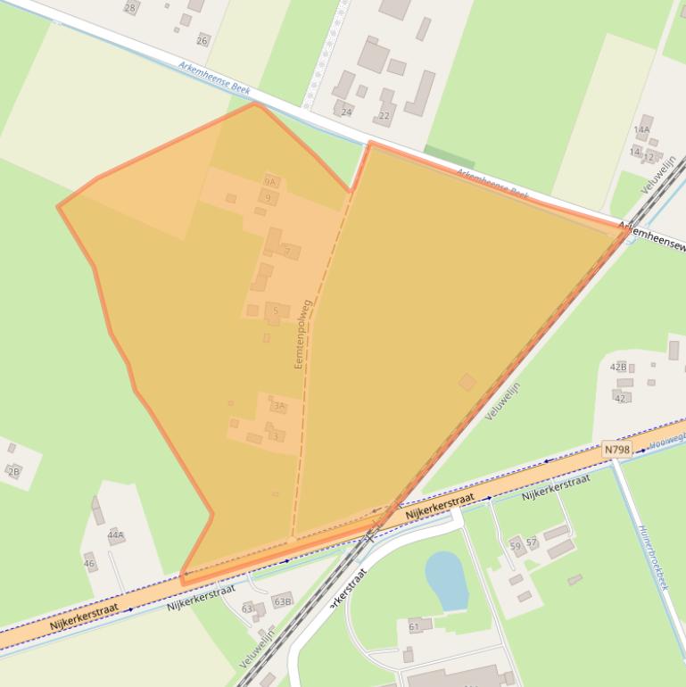 Kaart van postcodegebied 3882NX.