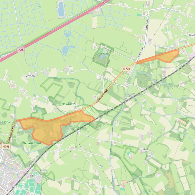 Kaart van postcodegebied 3882PE.