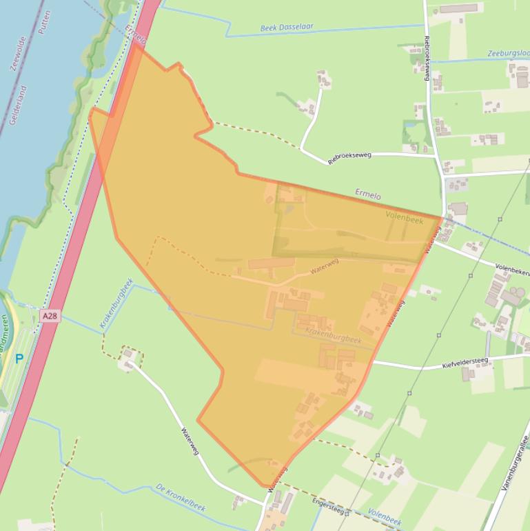 Kaart van postcodegebied 3882RB.