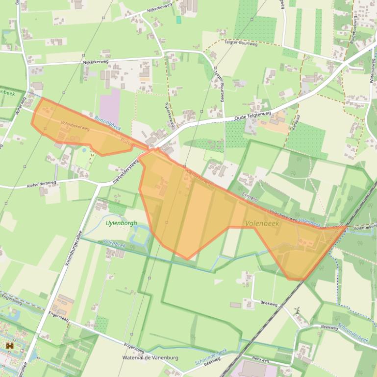 Kaart van postcodegebied 3882RE.