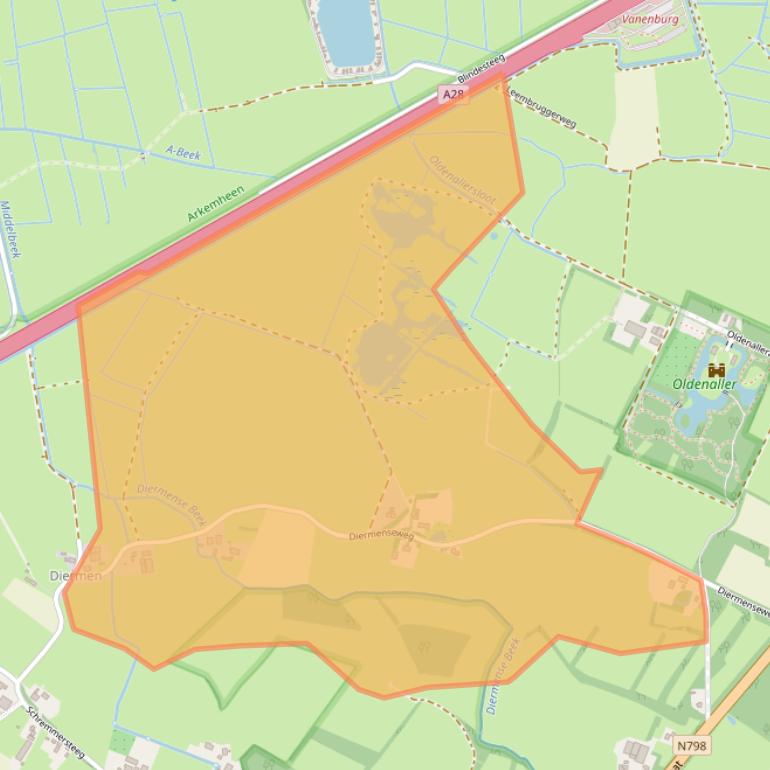 Kaart van postcodegebied 3882RX.