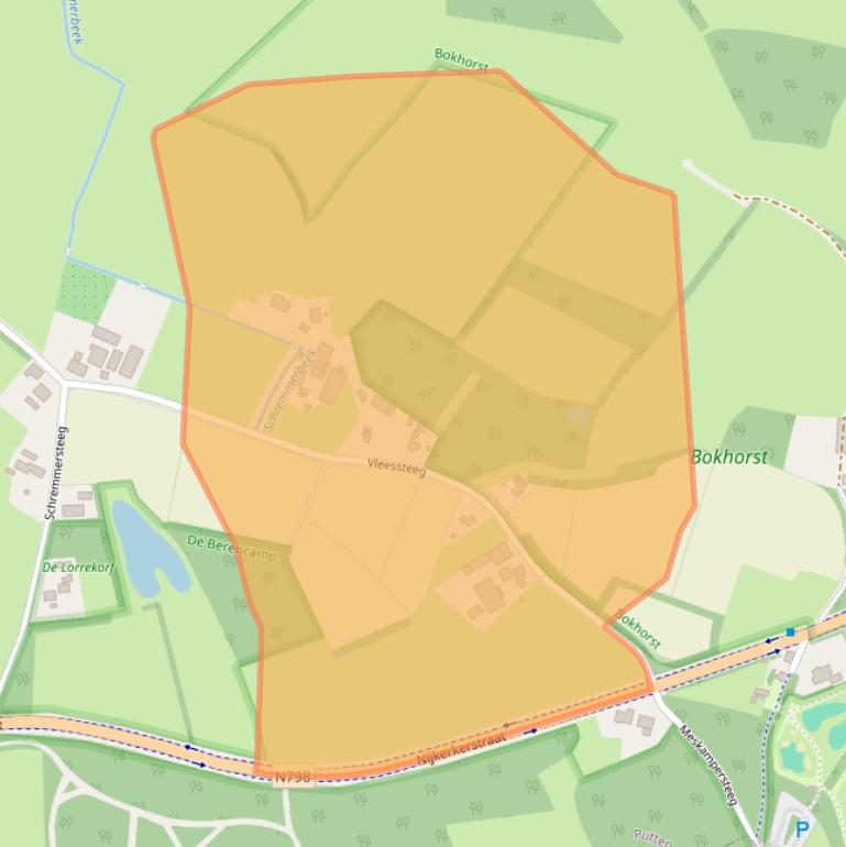 Kaart van postcodegebied 3882SG.