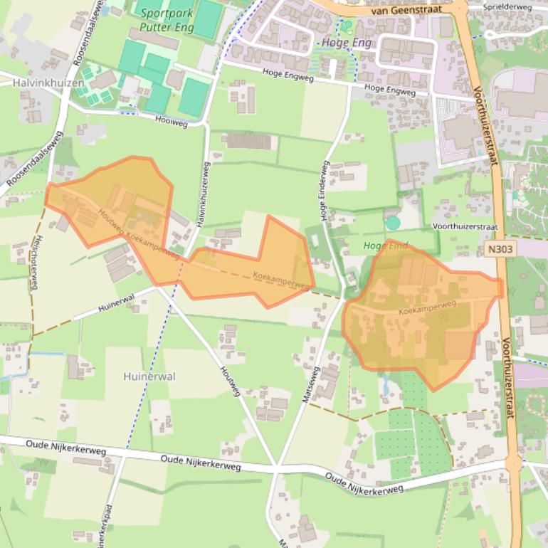 Kaart van postcodegebied 3882TC.
