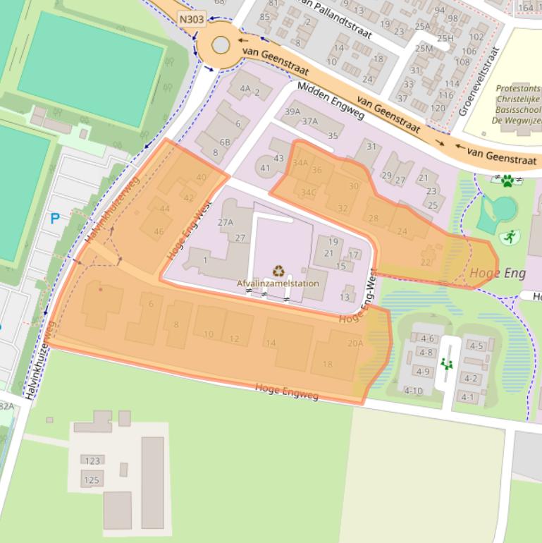 Kaart van postcodegebied 3882TR.