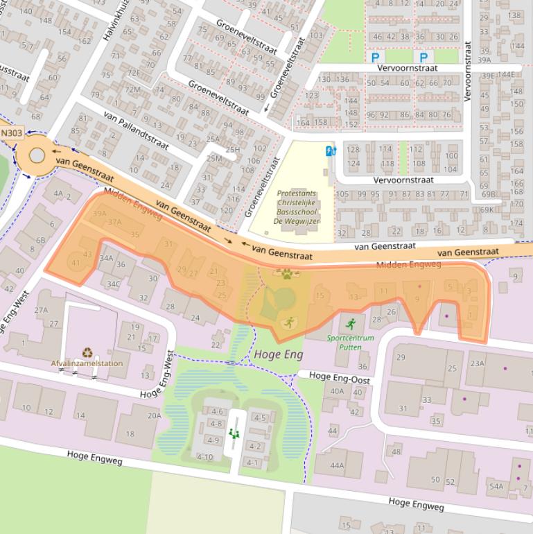 Kaart van postcodegebied 3882TS.