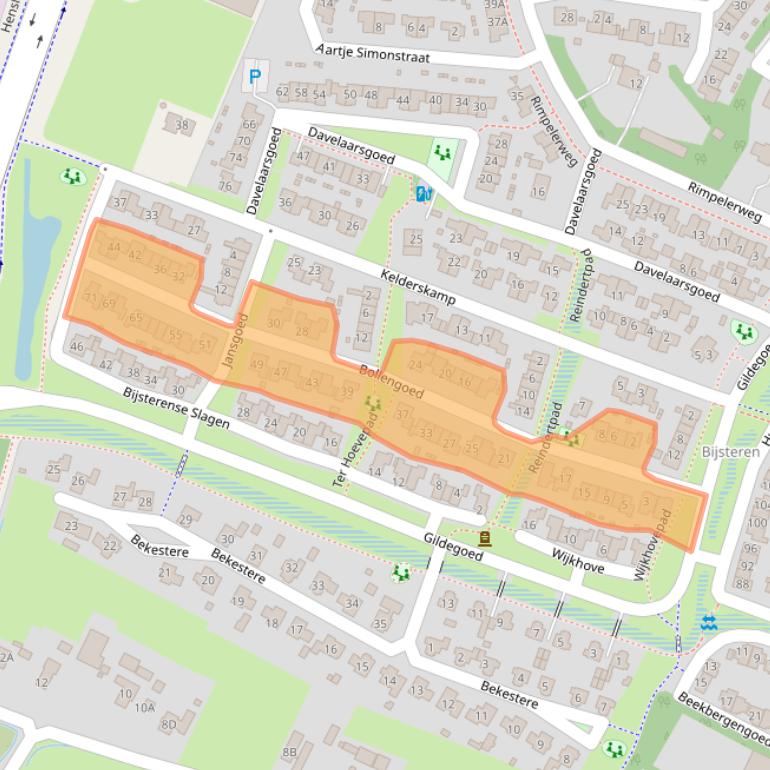 Kaart van postcodegebied 3882WH.
