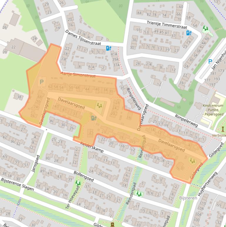 Kaart van postcodegebied 3882WP.