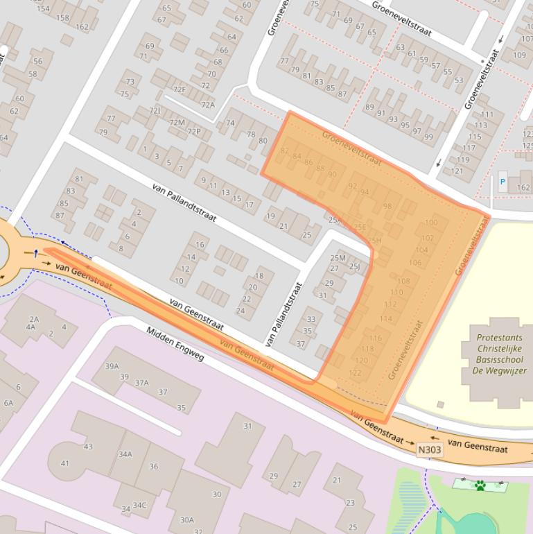 Kaart van postcodegebied 3882XJ.