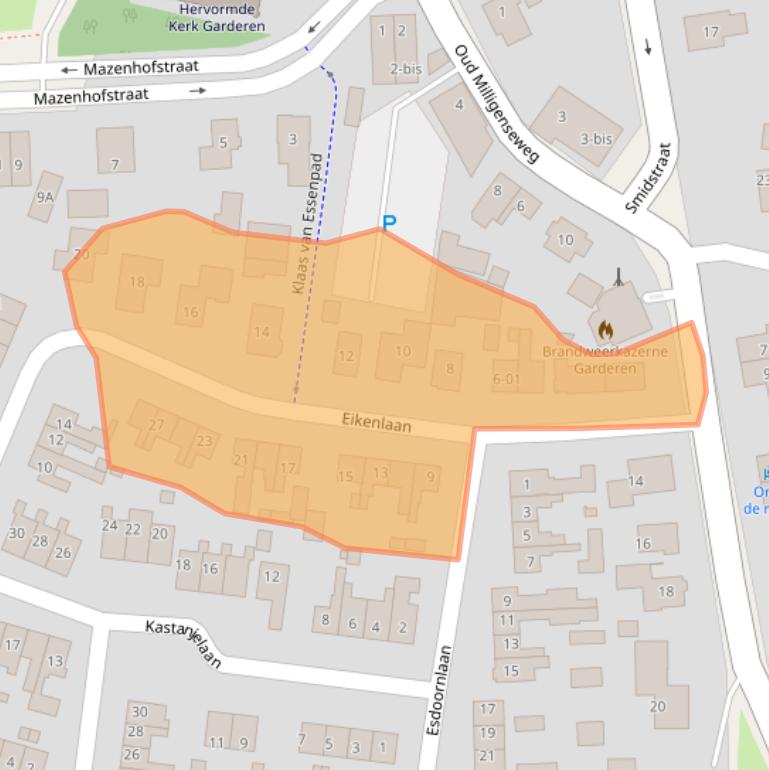 Kaart van postcodegebied 3886AA.