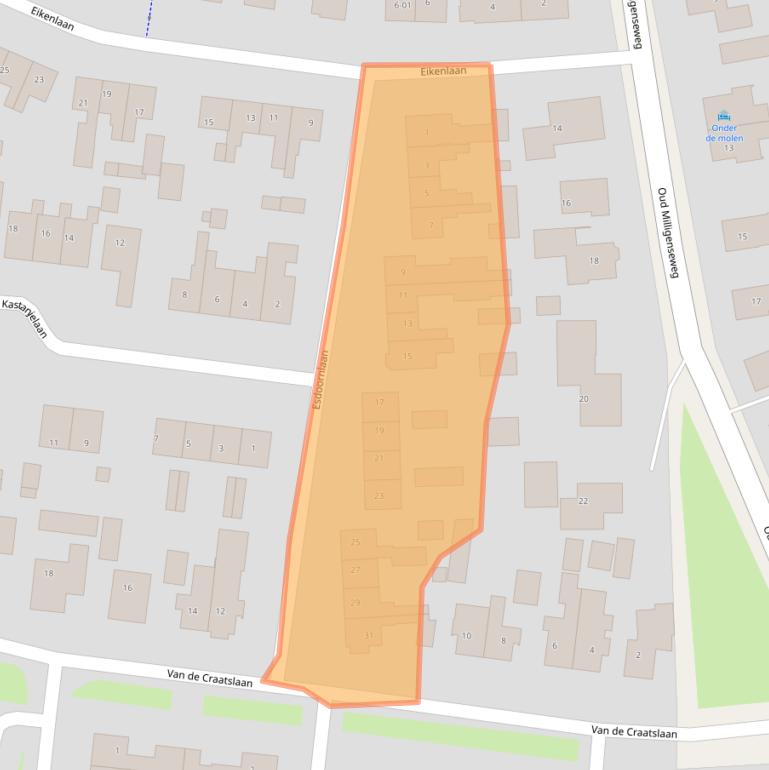 Kaart van postcodegebied 3886AB.