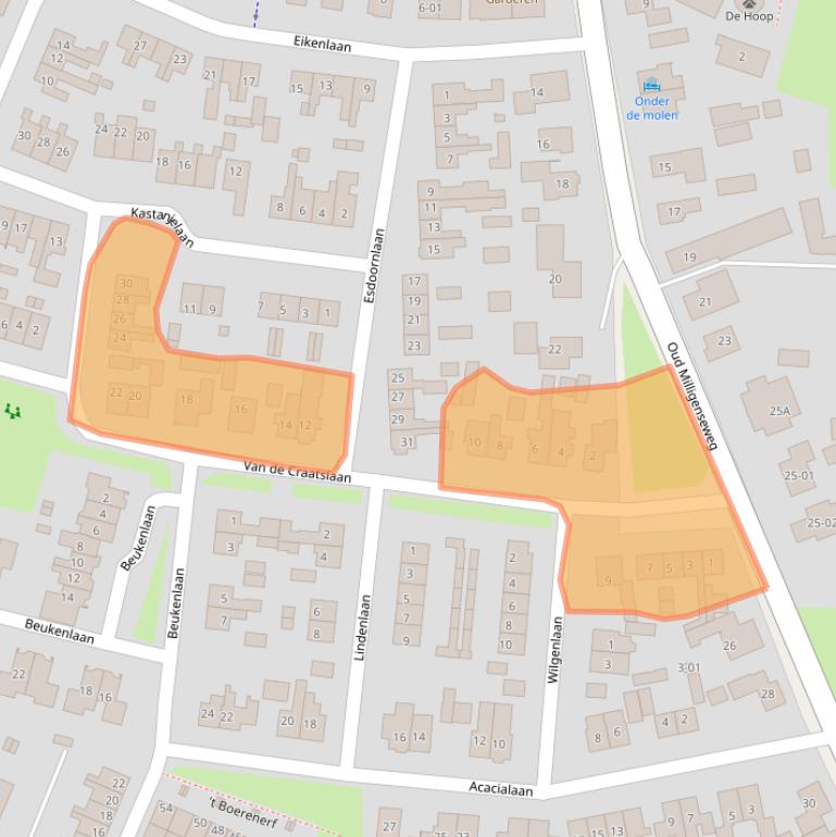 Kaart van postcodegebied 3886AD.